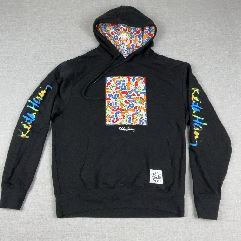Keith Haring Fashion Nova Hoodie Mens M Black Graffiti Pop Art Streetwear